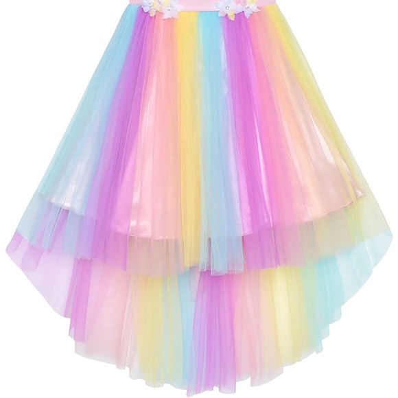 🦄 Rainbow Unicorn Princess Tulle Summer Dress 🦄 - Picture 4 of 7